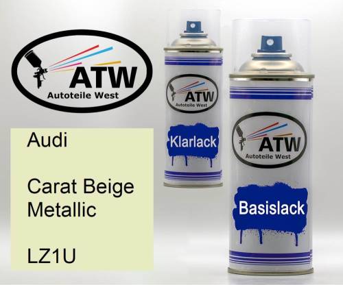 Audi, Carat Beige Metallic, LZ1U: 400ml Sprühdose + 400ml Klarlack - Set, von ATW Autoteile West.